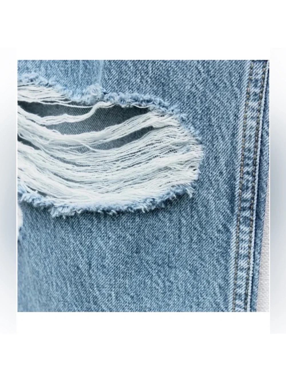 NWT Zara y2k Grunge Festival Mid Waist Ripped Cut Out Straight Jeans Blogger FAV